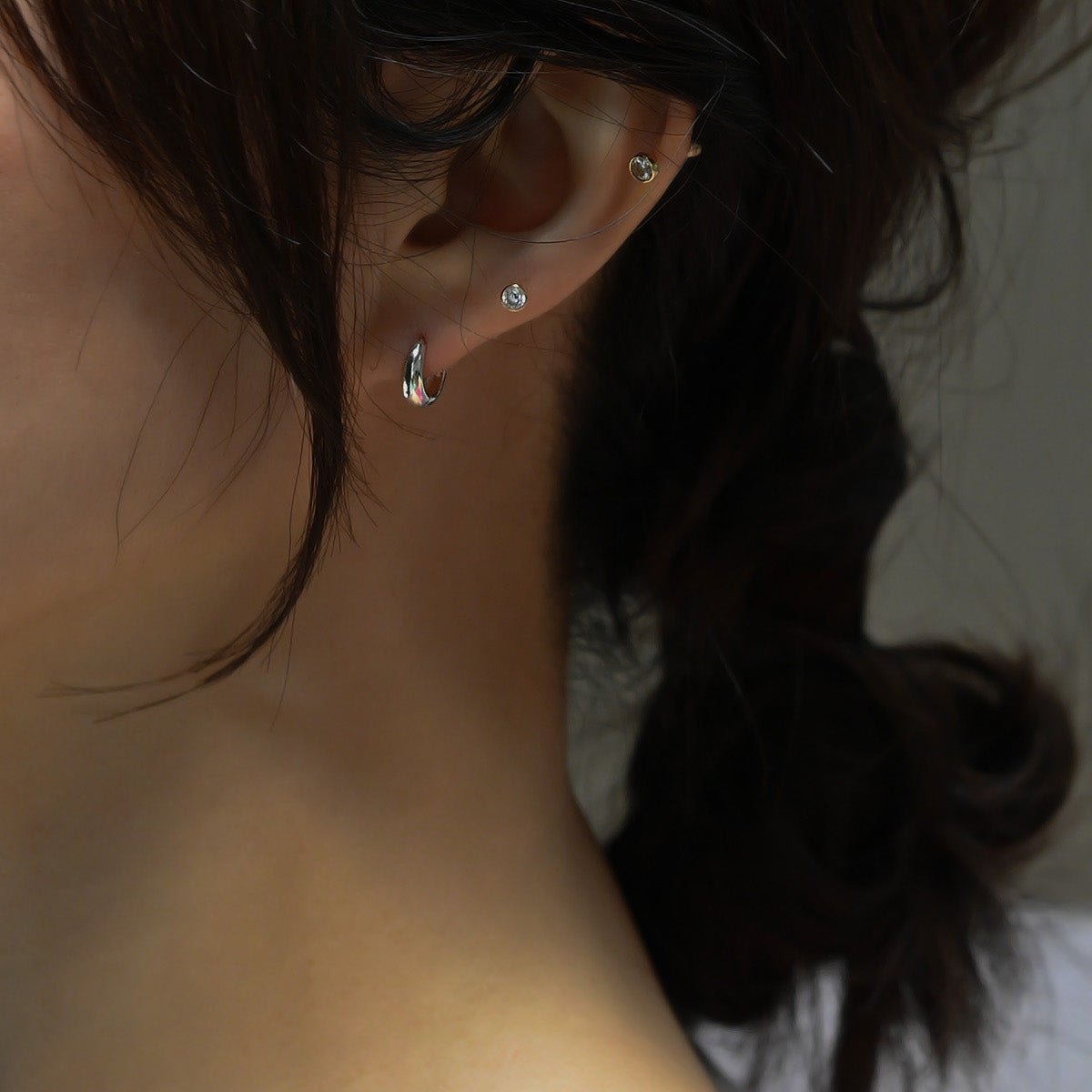 Silver Mini Waterdrop Huggie Earrings