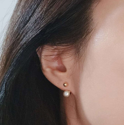 Simple Gold Pearl Stud Earrings