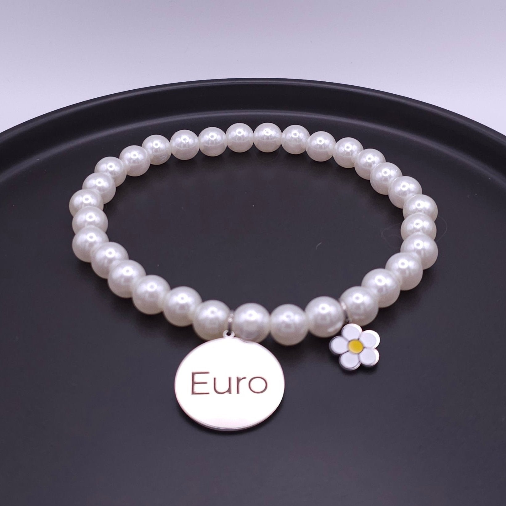 Handmade Pearl Necklace for Pets with Custom Name Tag and 10mm Pearls