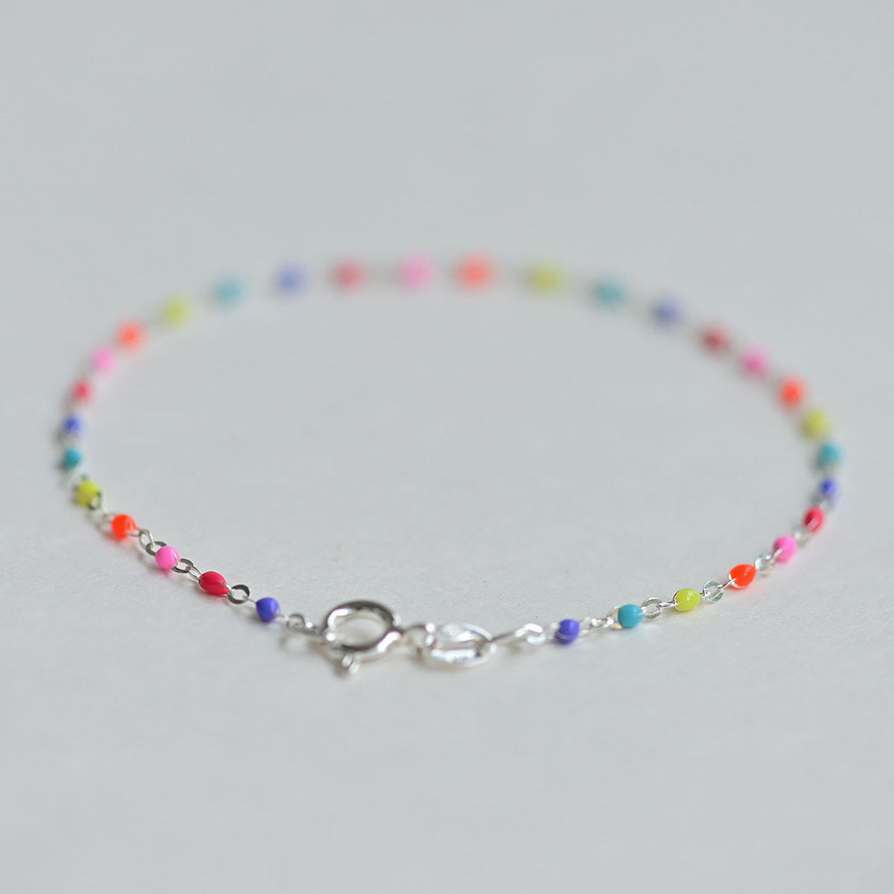 Candy Pop Rainbow Bracelet in 925 silver and epoxy resin.