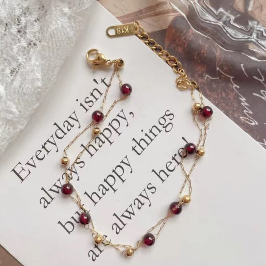 Wine Red Natural Stone Bracelet