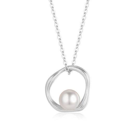 Elegant and luxurious necklace featuring a unique pearl and silver pendant, crafted from high-quality 925 silver, freshwater pearl, and beautifully rhodium plated for a lasting shine.