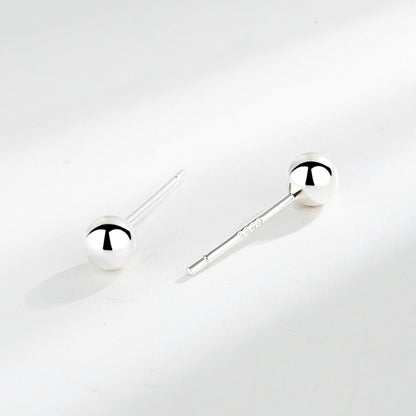 Classic sterling silver ball stud earrings in three sizes.