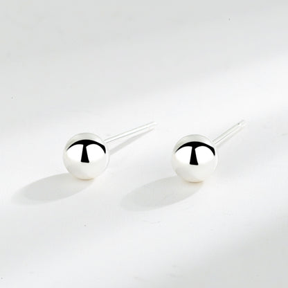 Classic sterling silver ball stud earrings in three sizes.